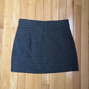 Zara Black and Blue Houndstooth Mini Skirt